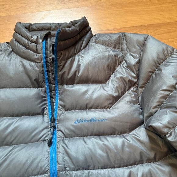 Men's Eddie Bauer Ascent Silver Blue Downlight StormDown Puffer Jacket Sz Medium - Picture 11 of 11
